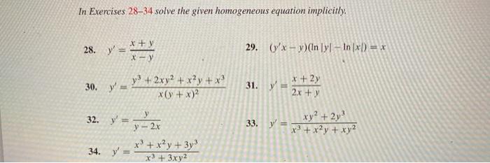 Solved In Exercises 28–34 solve the given homogeneous | Chegg.com
