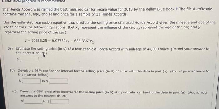 Solved he Honda Accord was named the best midsized car for | Chegg.com