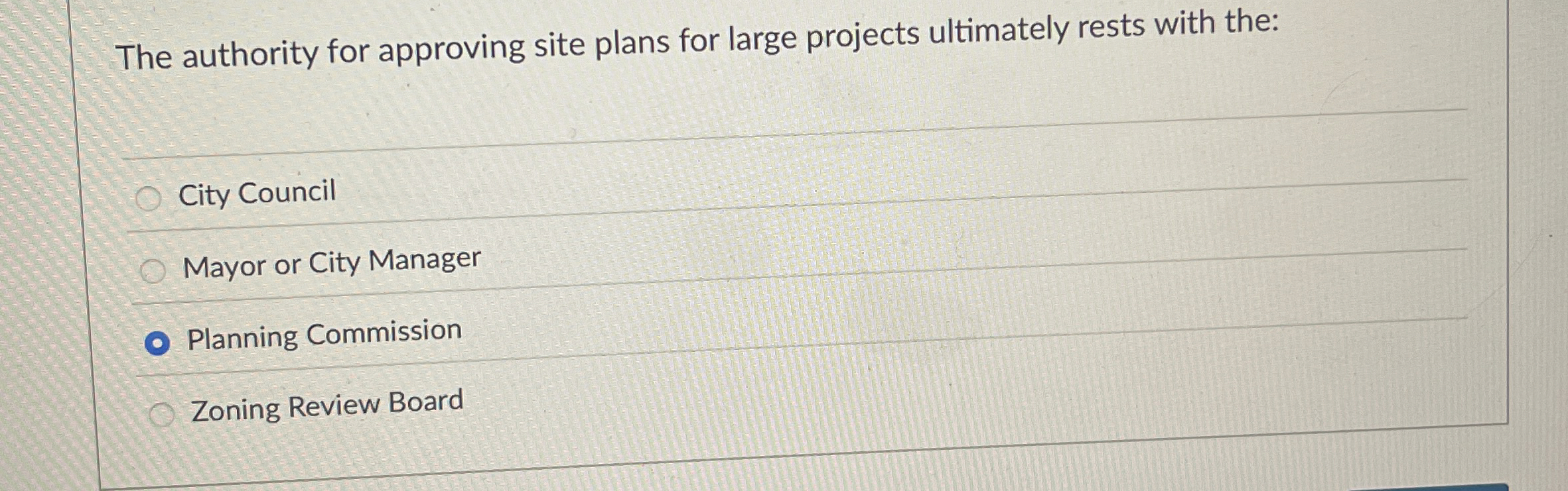 Solved The authority for approving site plans for large