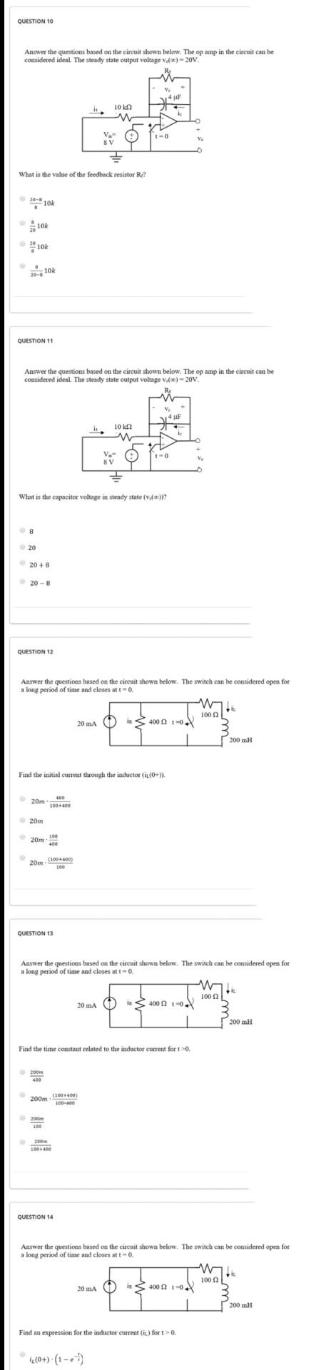 Solved QUESTION 10 Answer the questions based on the circuit | Chegg.com