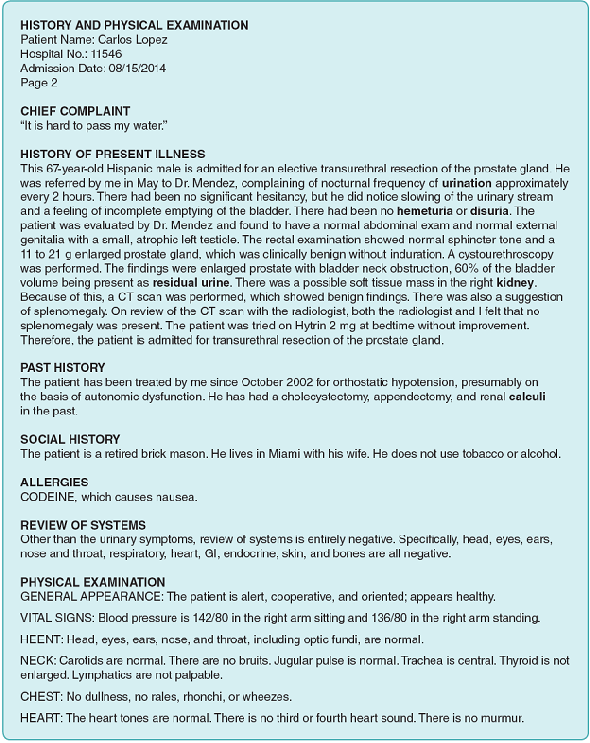 Solved Read The Following History And Physical Examination Report Chegg Com