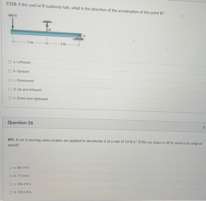 Solved C110. If The Cord At B Suddenly Fails, What Is The | Chegg.com