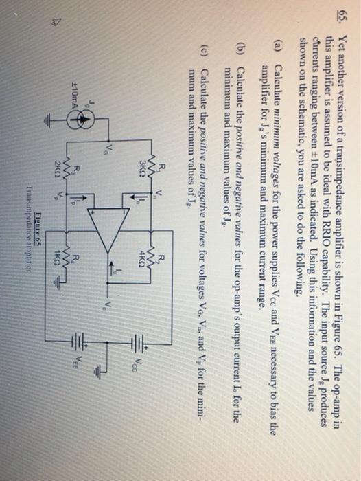 Solved 65. Yet Another Version Of A Transimpedance Amplifier | Chegg.com