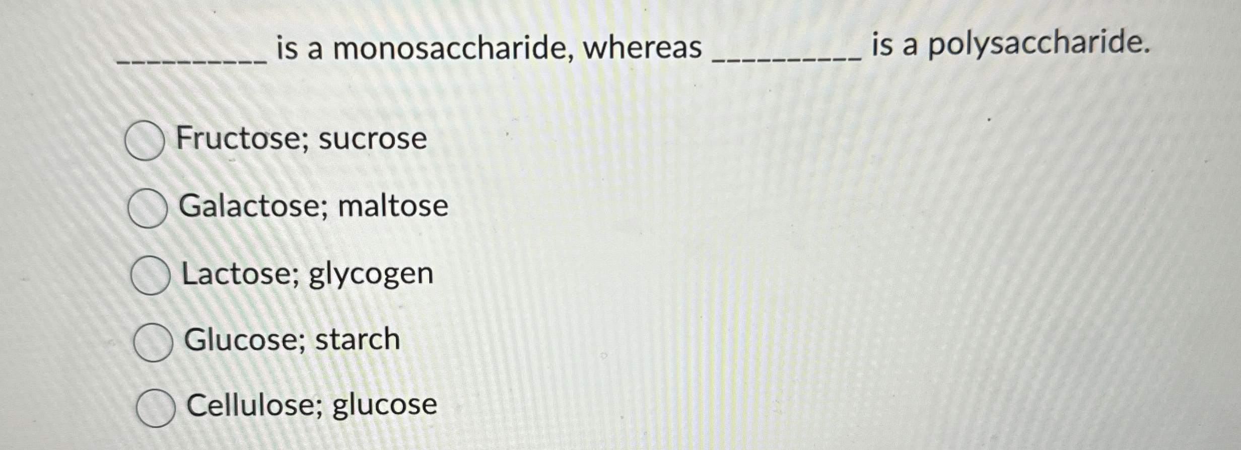 Solved is a monosaccharide, whereas ﻿is a | Chegg.com
