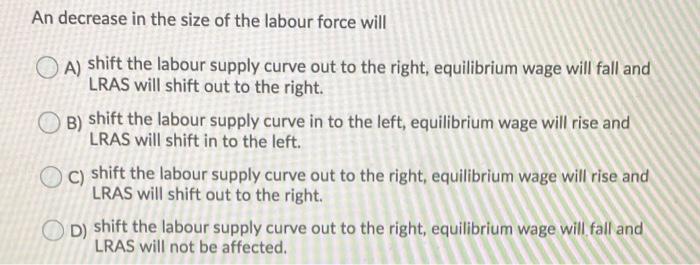 Solved An decrease in the size of the labour force will OA) | Chegg.com