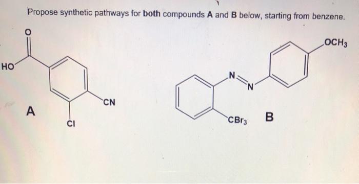 Solved Propose synthetic pathways for both compounds A and B | Chegg.com
