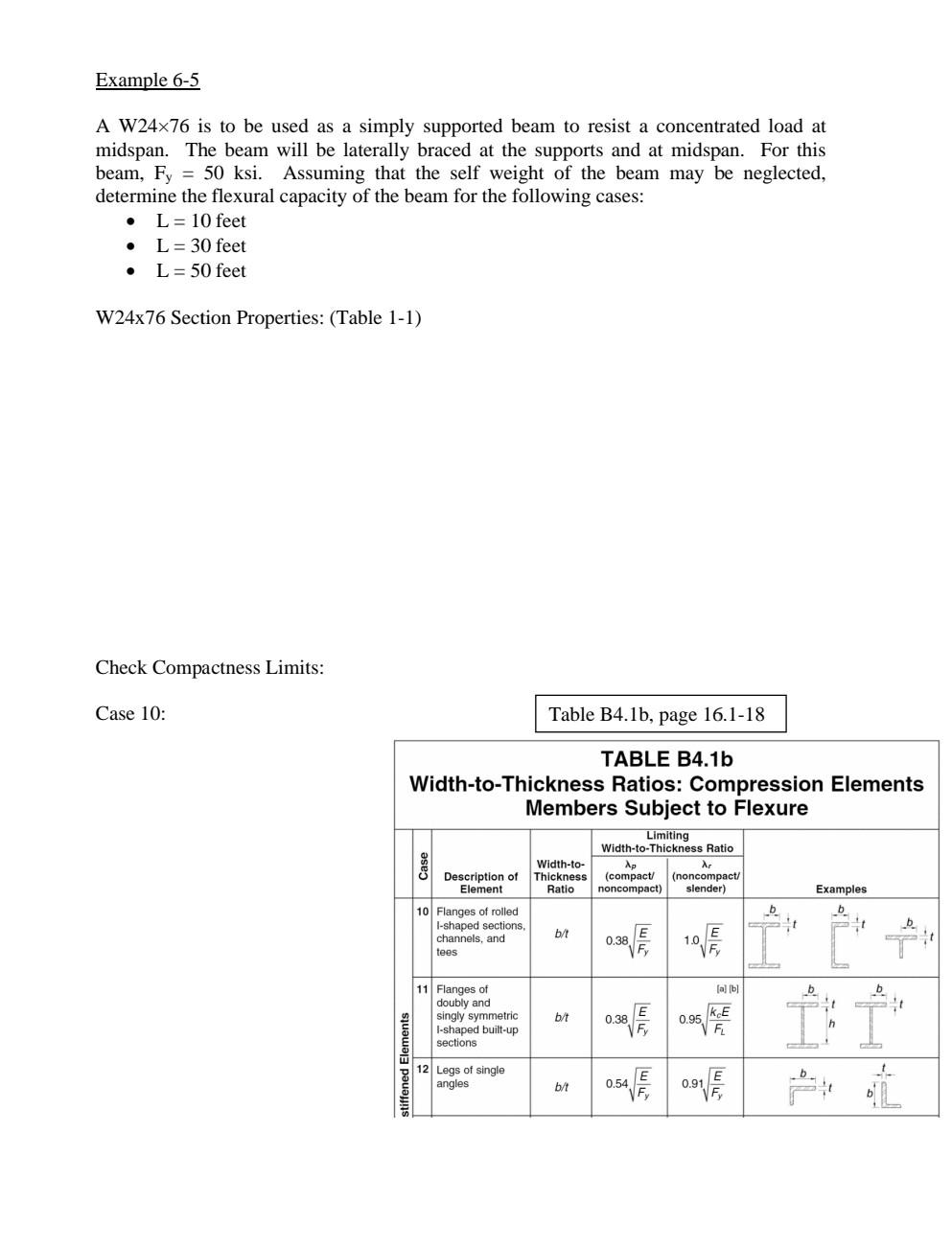 Solved Example 6-5 A W24x76 is to be used as a simply Solved Example 6-5 A W24x76 is to be used as a simply