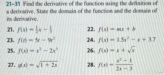 Solved 21-31 Find the derivative of the function using the | Chegg.com