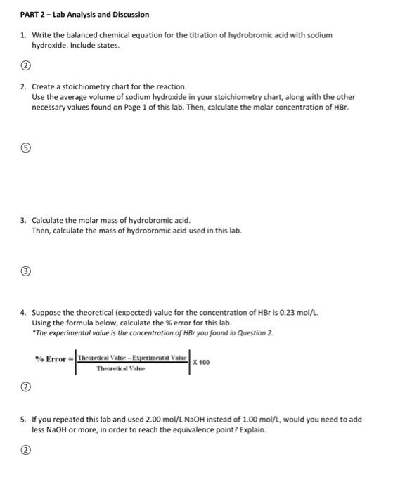 Solved Virtual Lab Activity Titration of NaOH and HBr