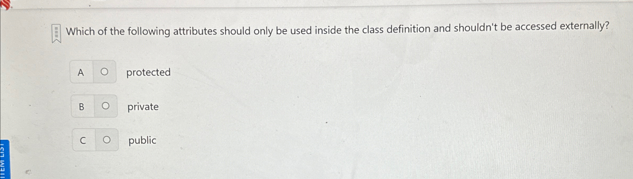 Solved Which of the following attributes should only be used | Chegg.com