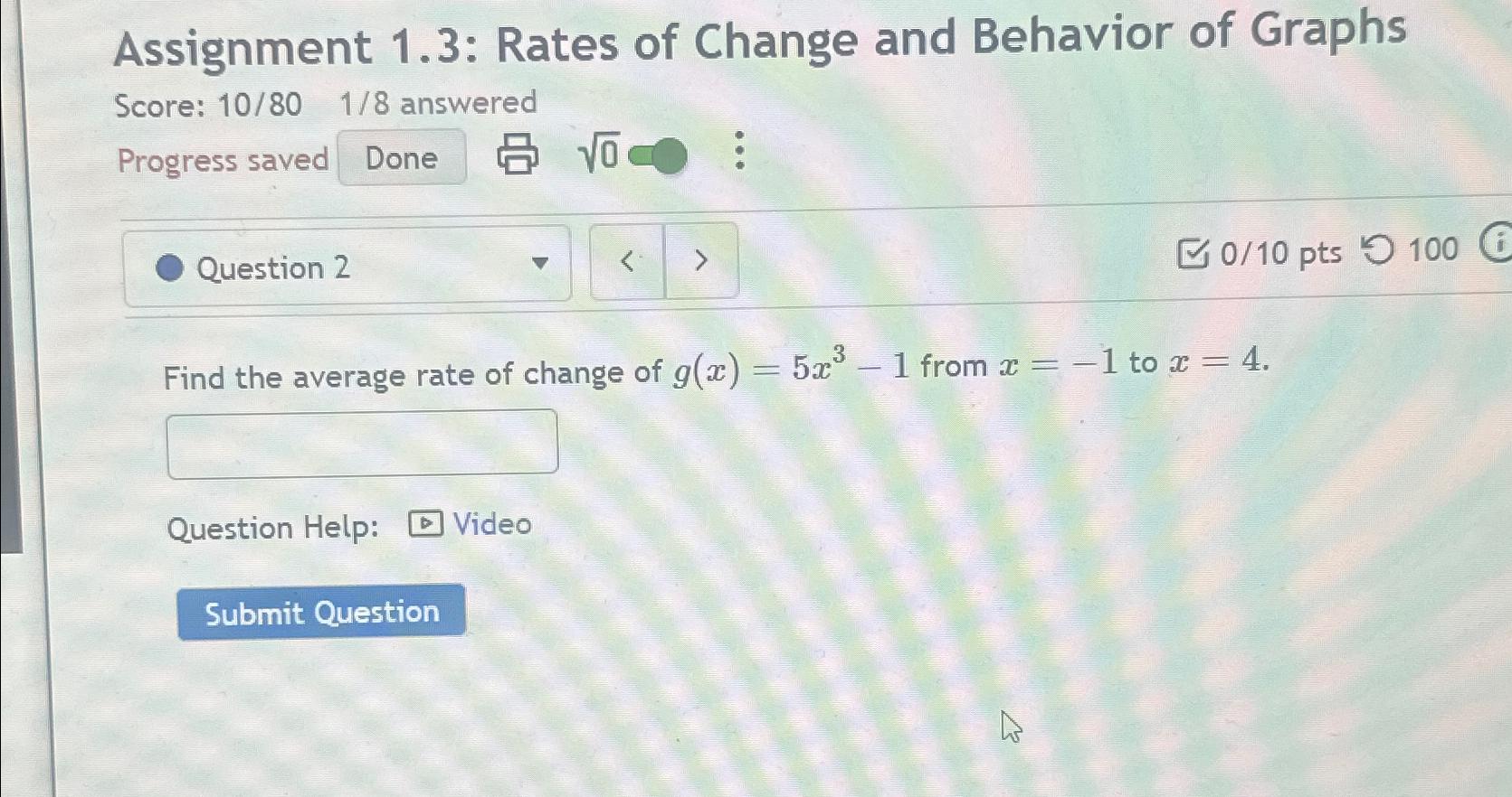 assignment 1.3 rates of change and behavior of graphs