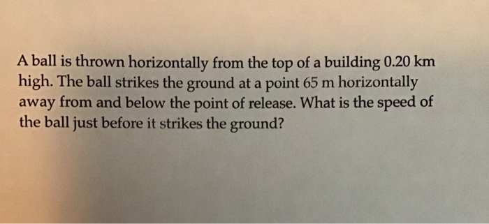 Solved A Ball Is Thrown Horizontally From The Top Of A Chegg Solved A Ball Is Thrown Horizontally From The Top Of A Chegg
