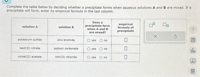 Solved Complete the table below by deciding whether a | Chegg.com