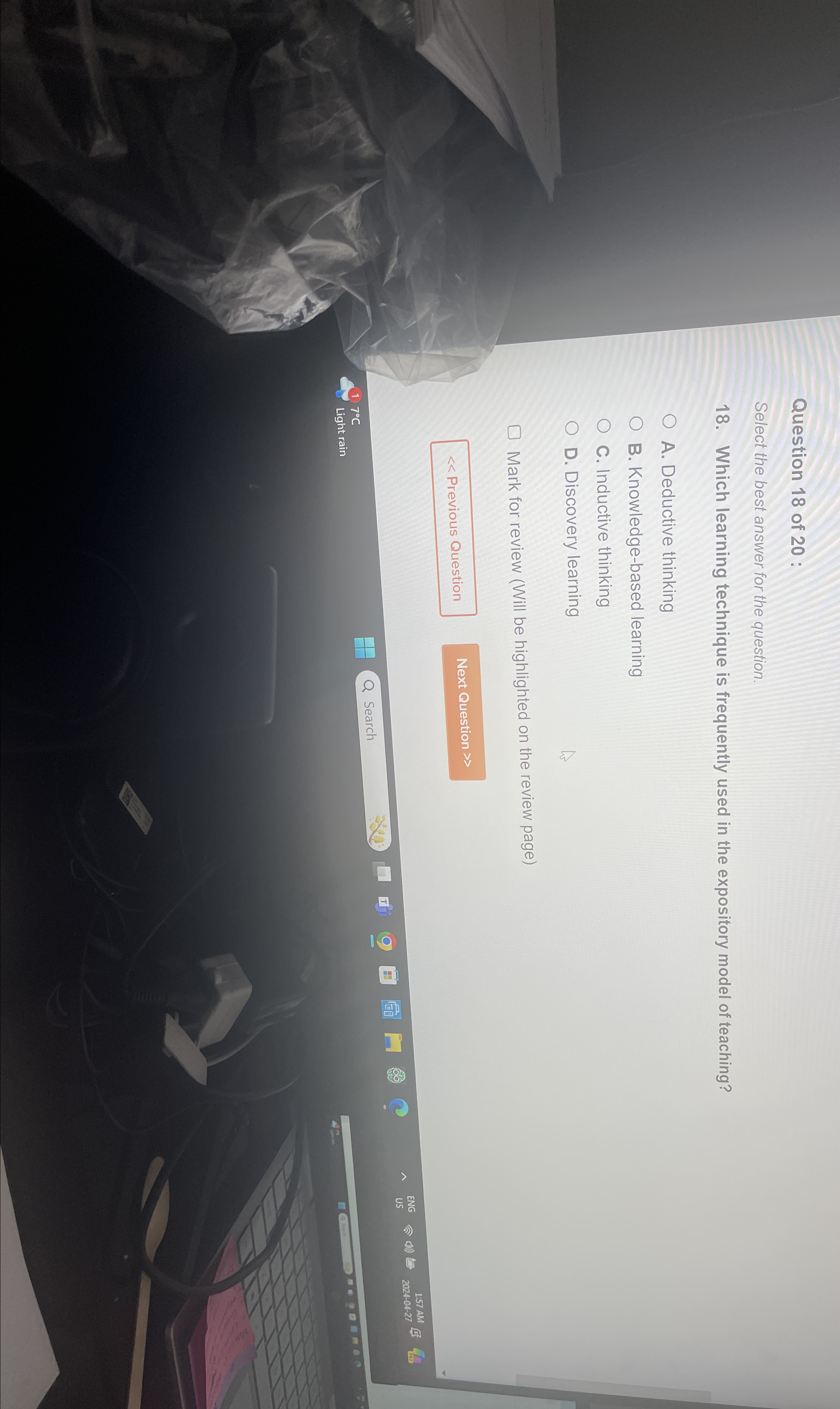 Solved Question 18 ﻿of 20 ﻿:Select the best answer for the | Chegg.com