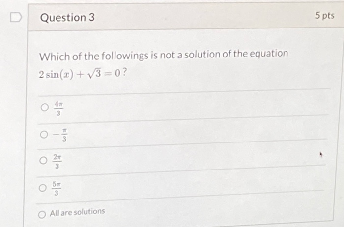 Solved Question 3 5 pts Which of the followings is not a | Chegg.com