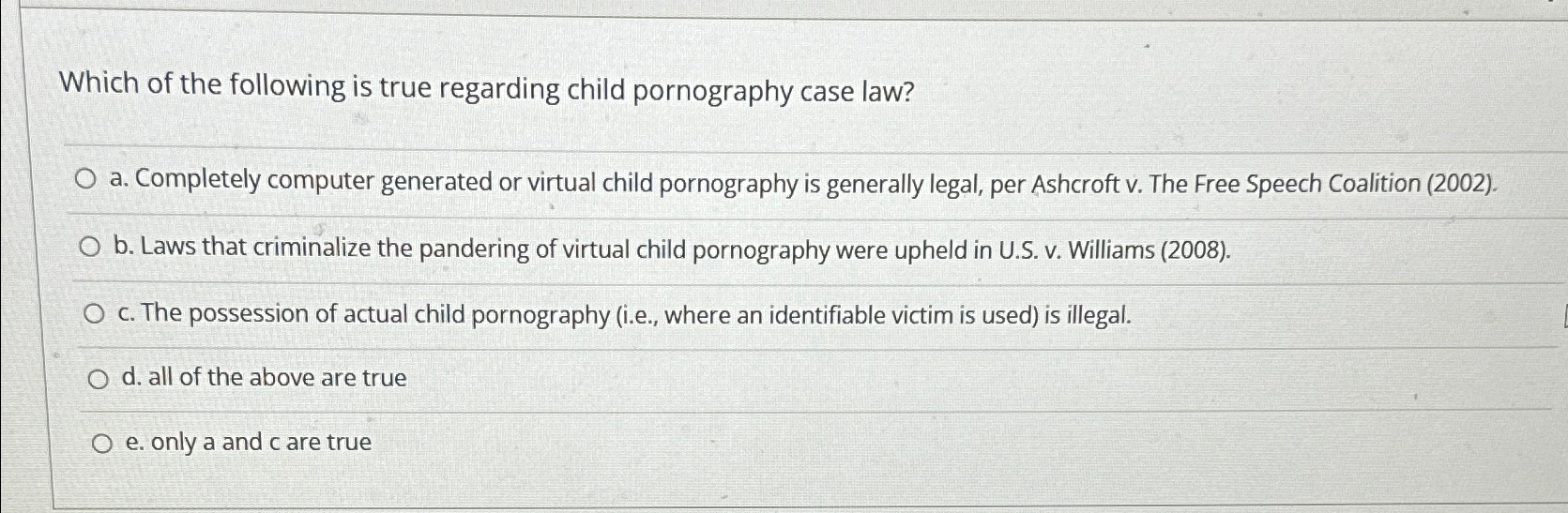 Solved Which of the following is true regarding child | Chegg.com