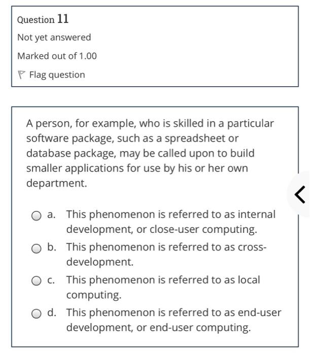 Questions Prelim Exam 2 - Question 1 Correct Mark 1 out of 1. Flag