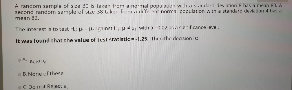 Solved A Random Sample Of Size 30 Is Taken From A Normal | Chegg.com