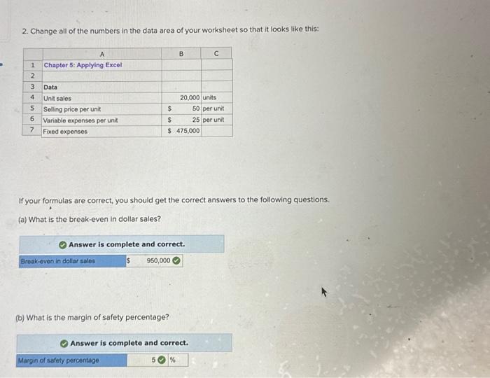 Solved 2. Change All Of The Numbers In The Data Area Of Your | Chegg.com