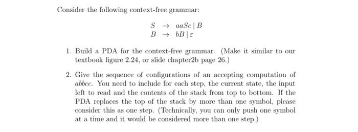 Solved Build A PDA For The Context-free Grammar.(Make It | Chegg.com