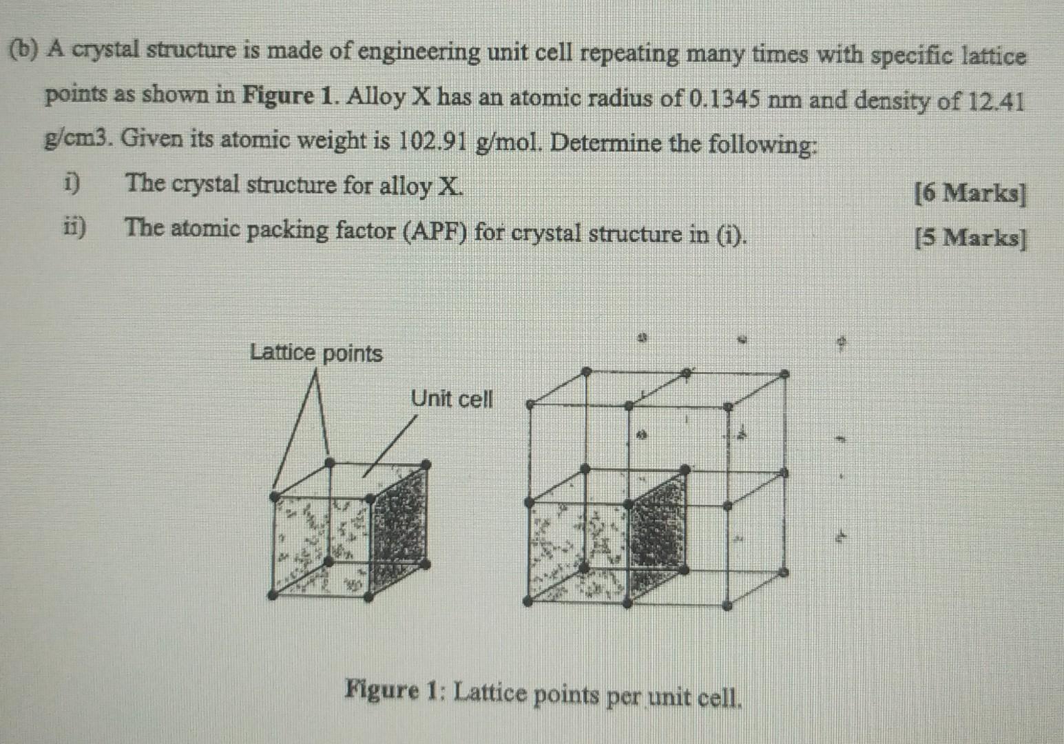 Solved (b) A crystal structure is made of engineering unit | Chegg.com