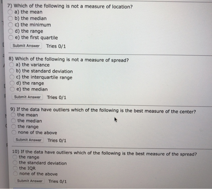 Solved 7) Which of the following is not a measure of | Chegg.com