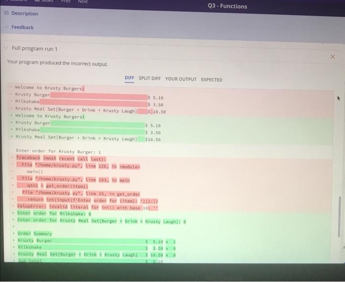 Solved python3 code has bug wont pass test case - i think | Chegg.com