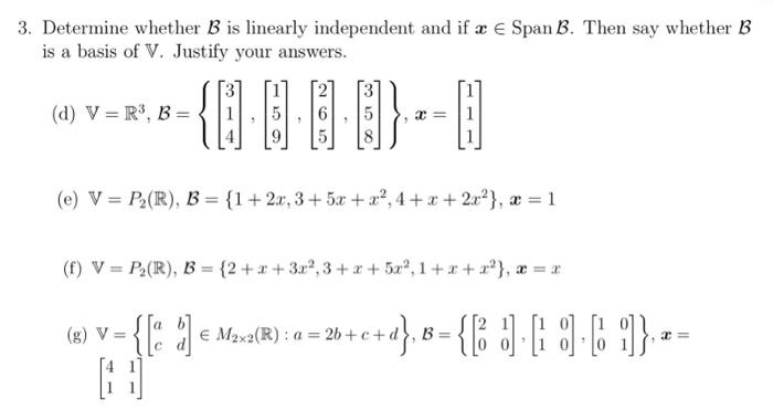 Solved 3. Determine Whether B Is Linearly Independent And If | Chegg.com