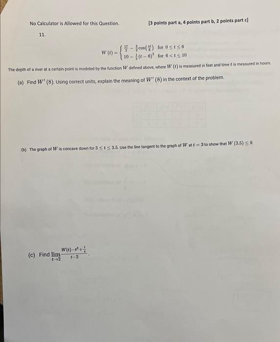Solved No Calculator is Allowed for this Question. [3 points | Chegg.com