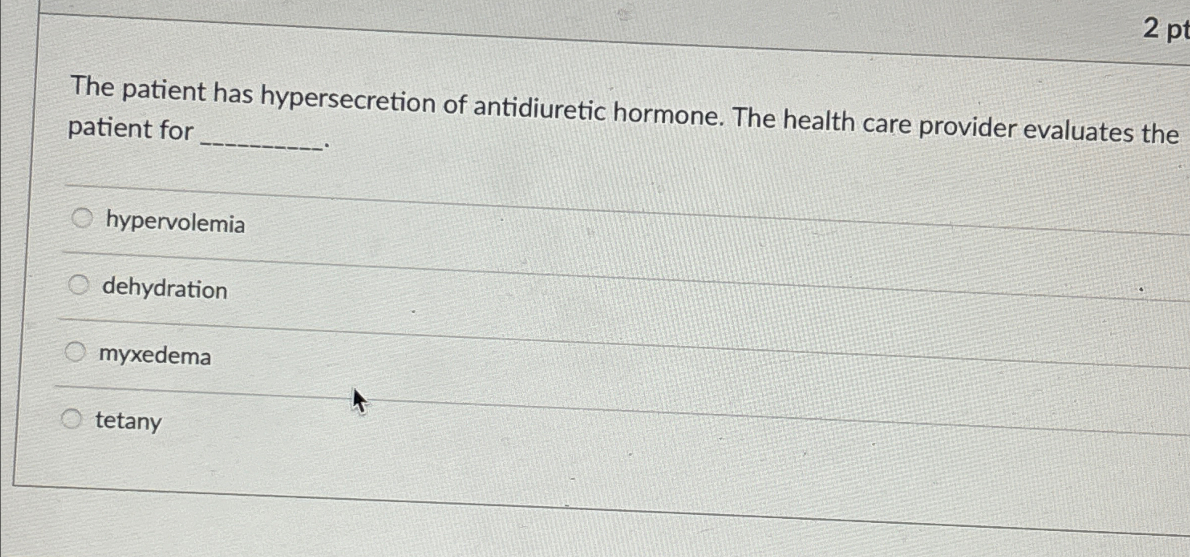 Solved The patient has hypersecretion of antidiuretic | Chegg.com