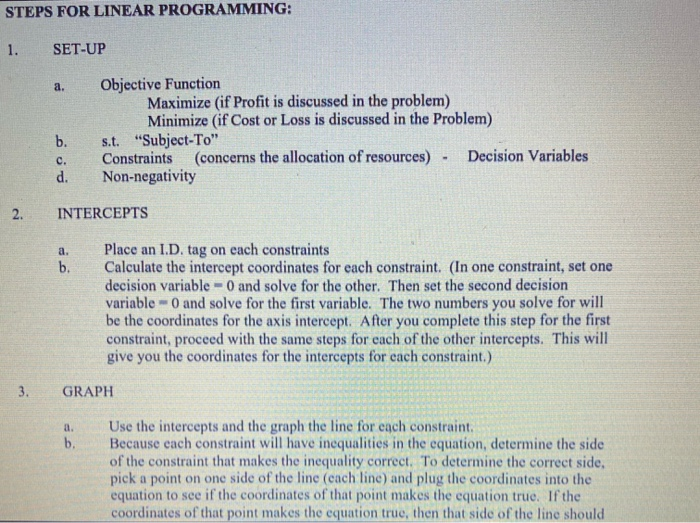 Solved Use the steps provided to solve these Linear | Chegg.com