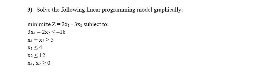 Solved 3) Solve the following linear programming model | Chegg.com