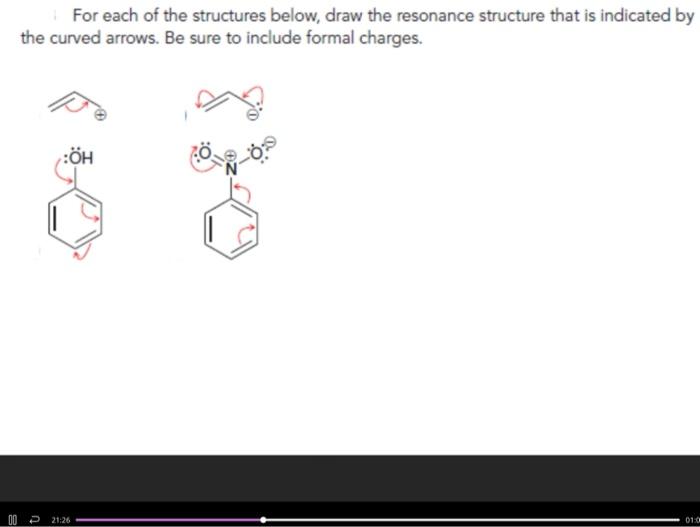Solved For each of the structures below, draw the resonance | Chegg.com