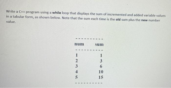 Solved Write a C++ program using a while loop that displays | Chegg.com