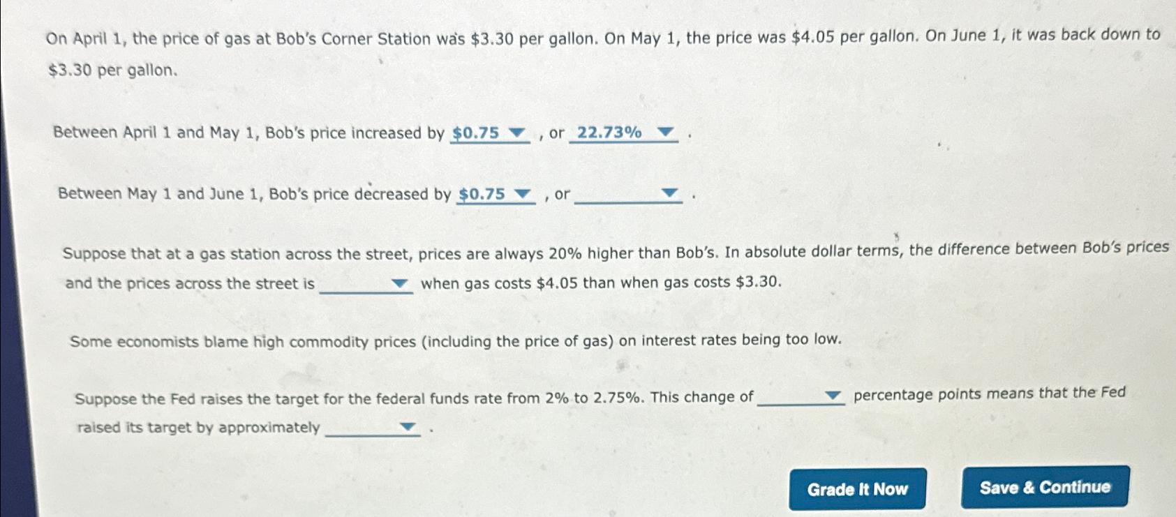 Solved On April 1, ?the price of gas at Bob's Corner Station | Chegg.com