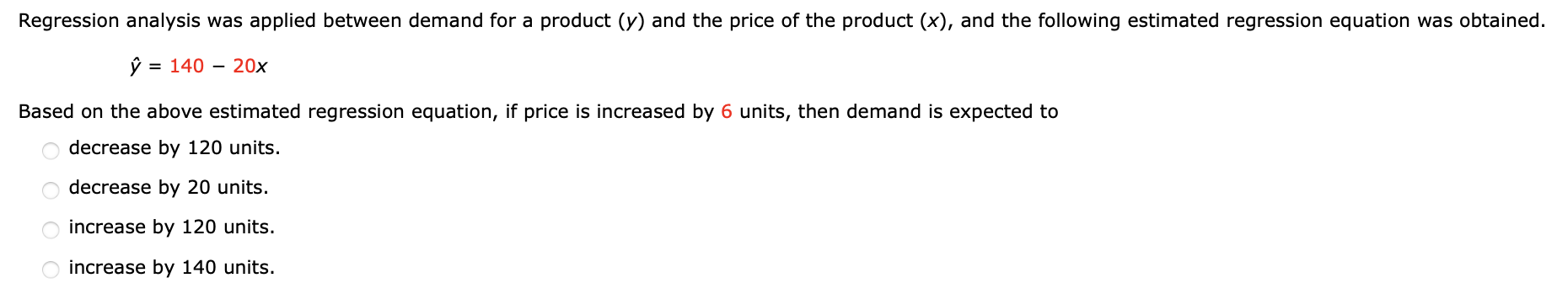 Solved Regression analysis was applied between demand for a | Chegg.com
