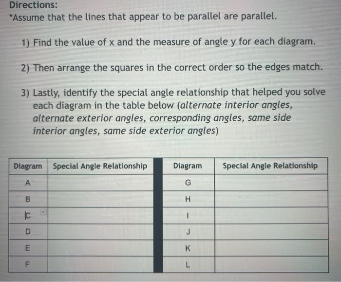 Solved Directions: *Assume that the lines that appear to be | Chegg.com