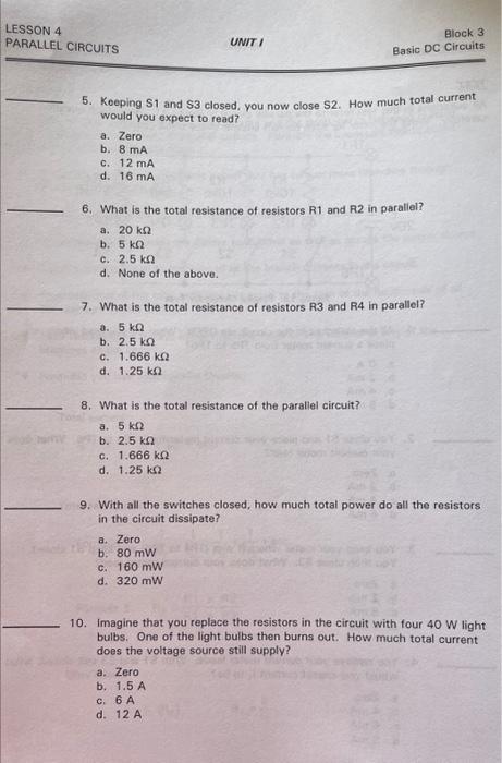 Solved TEST All questions in this test refer to the parallel | Chegg.com