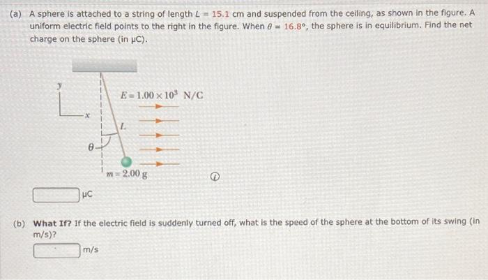Solved (a) A sphere is attached to a string of length L = | Chegg.com