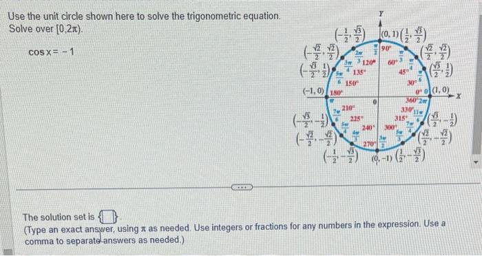 Solved Use the unit circle shown here to solve the | Chegg.com