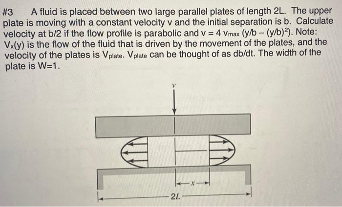 Solved #3 A fluid is placed between two large parallel | Chegg.com