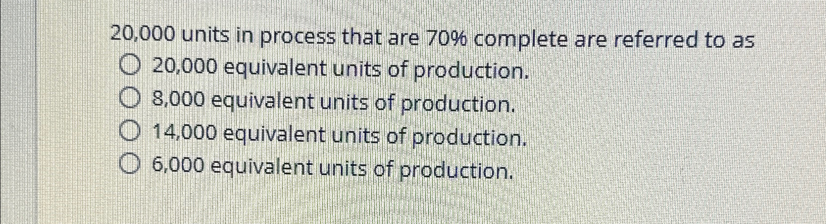 Solved 20,000 ﻿units in process that are 70% ﻿complete are | Chegg.com