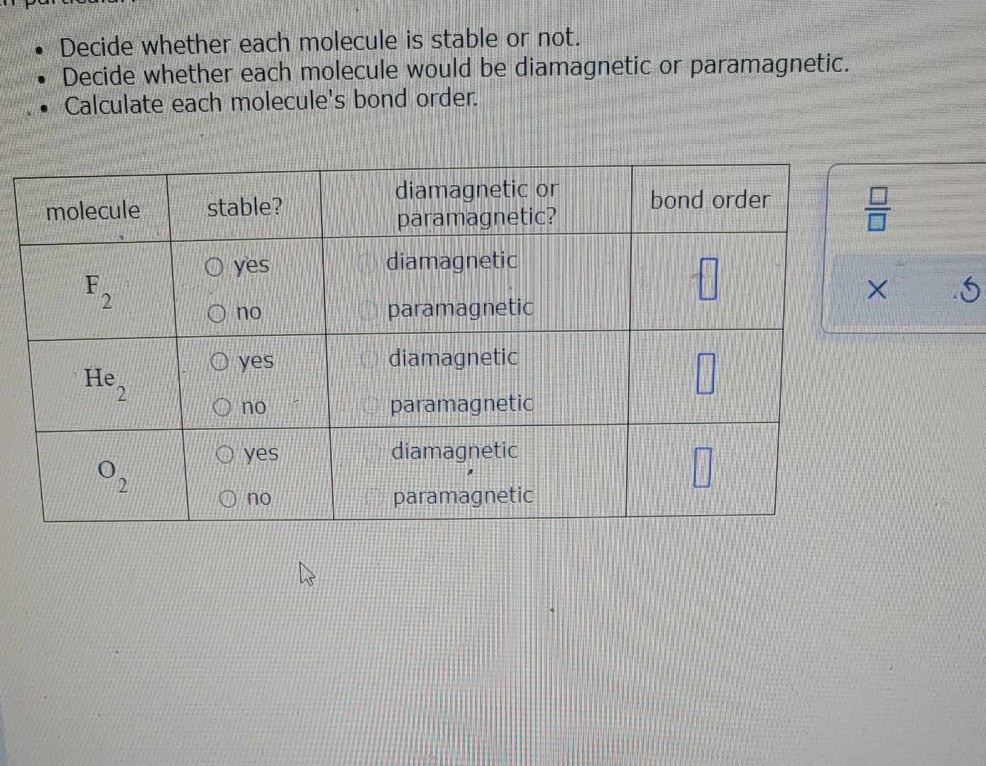 Solved • Decide whether each molecule is stable or not. • | Chegg.com