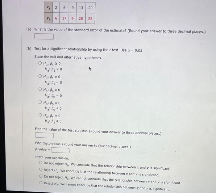 Solved (a) What is the value of the standard error of the | Chegg.com