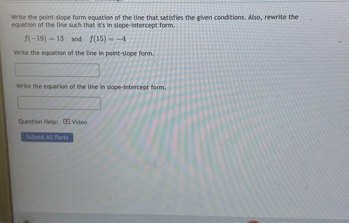 Solved Write the point-slope form equation of the line that | Chegg.com