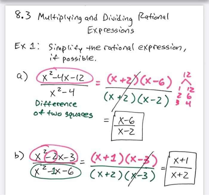 Solved 8.3 Multiplying and Dividing Rational Expressions Ex | Chegg.com