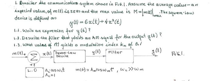 Solved 1. Bonsider the communication system shown in FiG.1. | Chegg.com