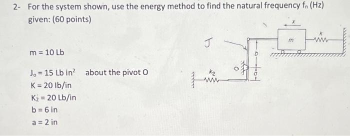 Solved For the system shown, use the energy method to find | Chegg.com