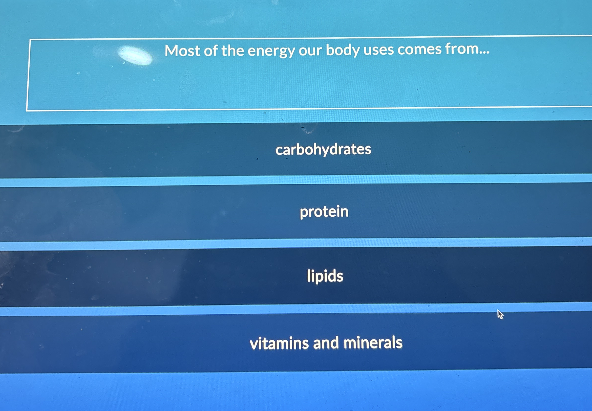 Solved Most of the energy our body uses comes