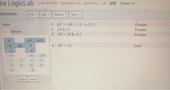 Solved He LogicLab Logic & Proofs Sentential Logic | Chegg.com